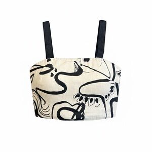 Magaschoni Black and White Abstract Crop Top